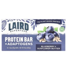 Laird Superfood, протеїновий батончик із адаптогенами, лохина та соняшникова паста, 10 батончиків по 45 г (1,6 унції)