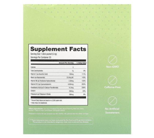 310 Nutrition, Hydrate, Electrolyte Drink Mix, Cucumber, 30 Sticks, 0.19 oz (5.4 g) Each