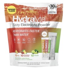 Hydralyte, шипучий електролітний порошок, різноманітна упаковка, апельсин, полуничний лимонад і лаймад, 30 пакетиків