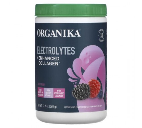 Organika, Electrolytes + Enhanced Collagen, лісові ягоди, 360 г (12,7 унції) Organika, Electrolytes + Enhanced Collagen, лісові ягоди, 360 г (12,7 унції)