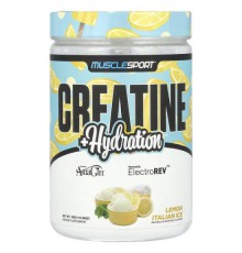 MuscleSport, Creatine + Hydration, італійське морозиво з лимоном, 300 г (10,58 унції)