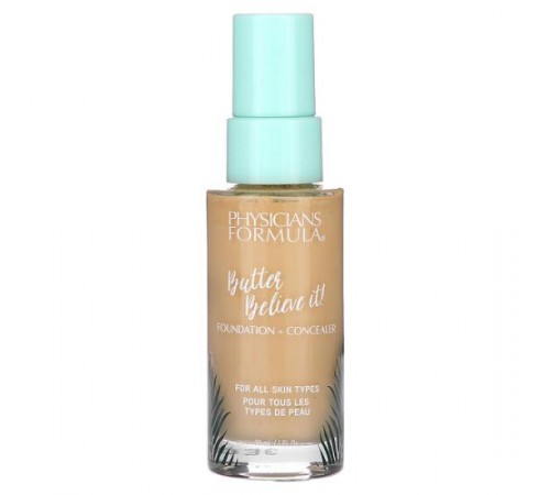 Physicians Formula, Butter Believe It, тональна основа й консилер, відтінок світлого та середнього відтінку, 30 мл (1 рідк. унція) Physicians Formula, Butter Believe It, тональна основа й консилер, відтінок світлого та середнього відтінку, 30 мл (1 рідк. унція)