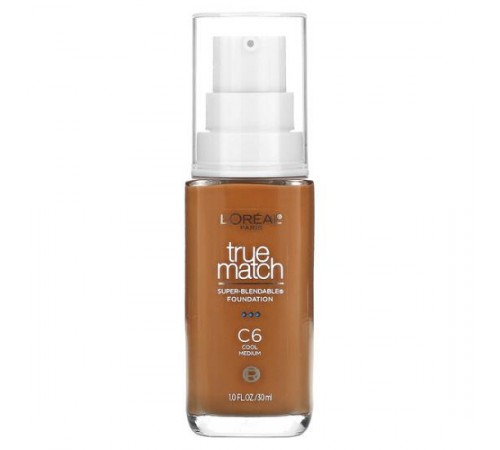 L'Oréal, True Match, чудова розтушовувана основа, C6 Cool Medium, 30 мл (1 рідка унція)