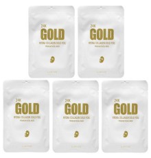 Lapcos, Тканинна маска преміальної якості, 24K Gold Hydra Collagen Gold, 5 шт., по 25 г (0,88 унції)