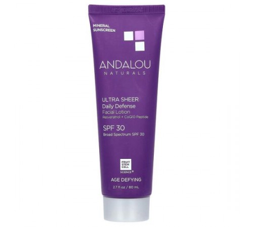 Andalou Naturals, UltraSheer, щоденний захисний лосьйон для обличчя, SPF 30, 80 мл (2,7 рідк. унції)