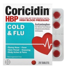 Coricidin HBP, застуда та грип, 20 таблеток