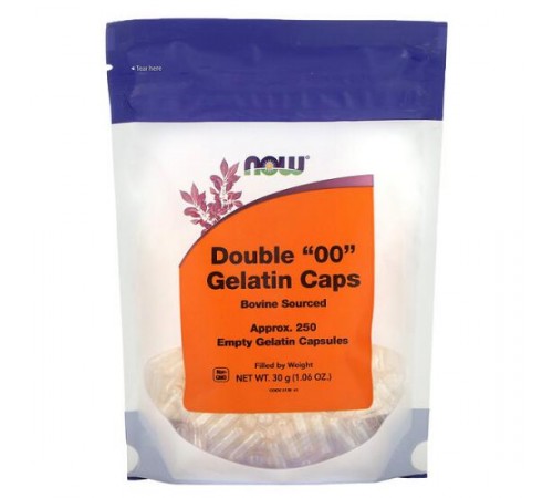 NOW Foods, желатинові капсули, розмір 00, прибл. 250 порожніх желатинових капсул, 30 г (1,06 унції) NOW Foods, желатинові капсули, розмір 00, прибл. 250 порожніх желатинових капсул, 30 г (1,06 унції)