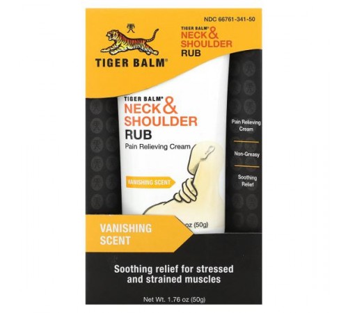 Tiger Balm, знеболювальний крем для шиї та плечей, зникаючий аромат, 50 г (1,76 унції)