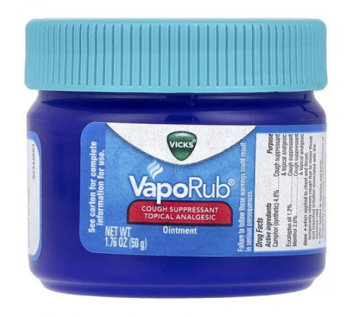 Vicks, VapoRub®, місцева знеболювальна мазь для пригнічення кашлю, 50 г (1,76 унції)