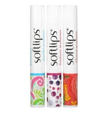 Softlips, захисний засіб для губ, вишня, малина й ваніль, 3 упаковки по 2 г (0,07 унції)