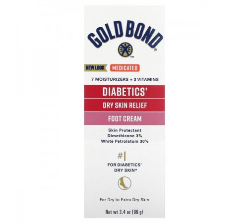 Gold Bond, Medicated, діабетичний крем для ніг для сухої шкіри, 96 г (3,4 унції) Gold Bond, Medicated, діабетичний крем для ніг для сухої шкіри, 96 г (3,4 унції)