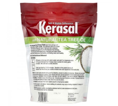 Kerasal, Foot Therapy Soak Plus з натуральною олією чайного дерева, 907 г (2 фунти) Kerasal, Foot Therapy Soak Plus з натуральною олією чайного дерева, 907 г (2 фунти)