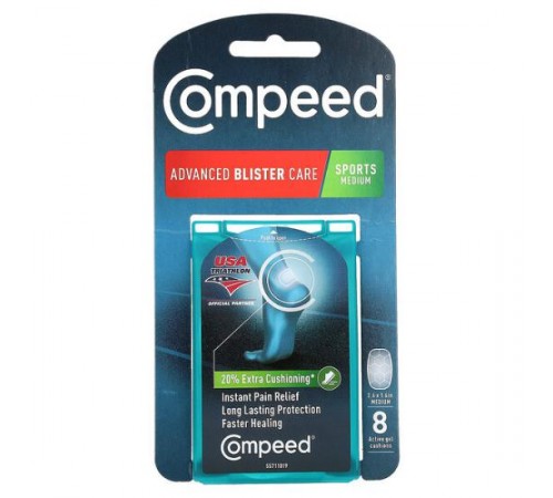 Compeed, Advanced Blister Care, Sports Medium, 8 активних гелевих кушонів