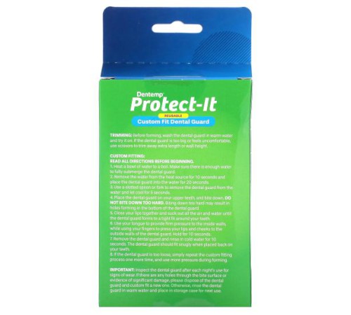 Dentemp, Protect-It, багаторазовий індивідуальний захист для зубів, 8 шт. + 1 футляр для зберігання
