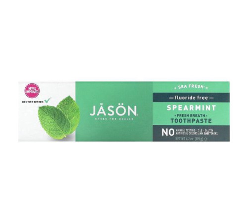 Jason Natural, Sea Fresh, зубна паста для свіжого дихання, без фториду, м’ята, 119 г (4,2 унції) Jason Natural, Sea Fresh, зубна паста для свіжого дихання, без фториду, м’ята, 119 г (4,2 унції)