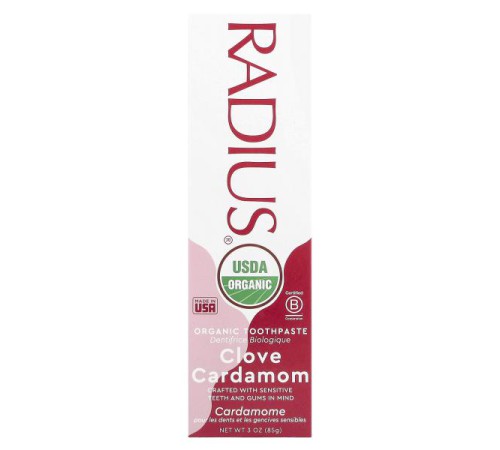 RADIUS, органічна зубна паста, гвоздика й кардамон, 85 г (3 унції)