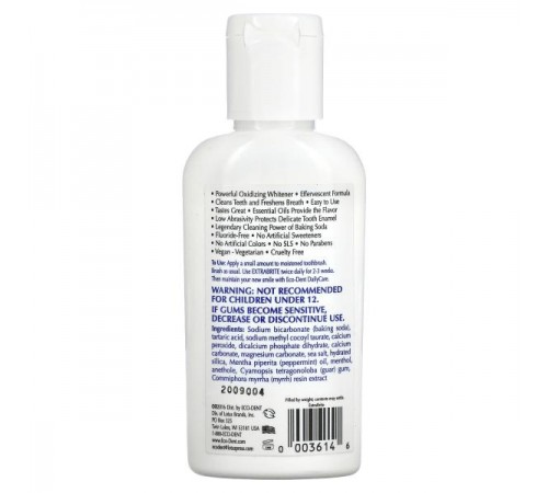Eco-Dent, ExtraBrite, зубний порошок із харчовою содою, без фториду, яскрава м’ята, 56 г (2 унції) Eco-Dent, ExtraBrite, зубний порошок із харчовою содою, без фториду, яскрава м’ята, 56 г (2 унції)