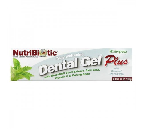 NutriBiotic, Dental Gel Plus, гель для зубів із відбілювальним ефектом, гаултерія, 128 г (4,5 унції) NutriBiotic, Dental Gel Plus, гель для зубів із відбілювальним ефектом, гаултерія, 128 г (4,5 унції)