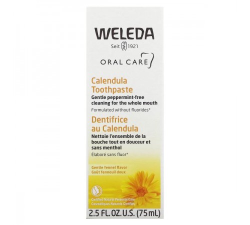 Weleda, Oral Care, зубна паста з календулою, ніжний фенхель, 75 мл (2,5 рідк. унції)