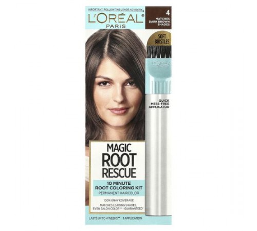 L'Oréal, Magic Root Rescue, 10-хвилинний набір для фарбування коренів, 4 темно-коричневі, 1 нанесення