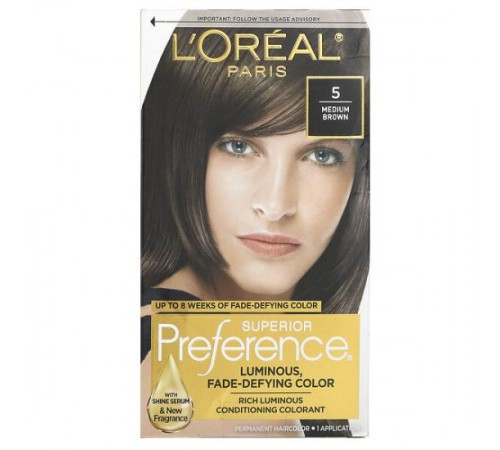 L'Oréal, Superior Preference, сяюча стійка фарба, 5 середніх коричневих, 1 нанесення