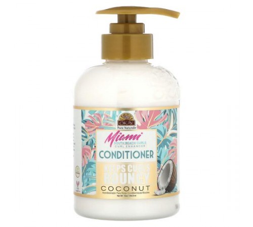 Okay Pure Naturals, Miami South Beach Curls, кондиціонер для волосся з кокосом, 354,8 мл (12 унцій)
