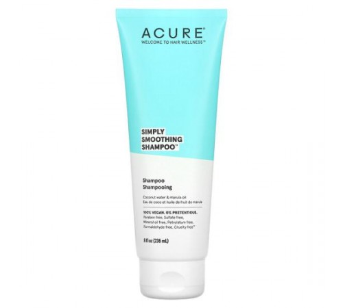 ACURE, Шампунь Simply Smoothing, кокосова олія та масло марули, 8 рідких унцій (236,5 мл)