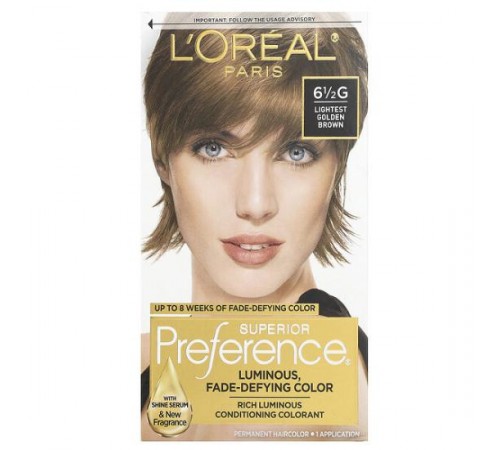 L'Oréal, Superior Preference, сяюча стійка фарба, 6 1/2 г, найсвітліший золотисто-каштановий, 1 нанесення