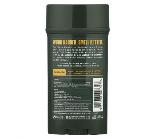 Duke Cannon Supply Co., дезодорант-антиперспірант, Sawtooth, альпійське повітря та кедр, 85 г (3 унції) Duke Cannon Supply Co., дезодорант-антиперспірант, Sawtooth, альпійське повітря та кедр, 85 г (3 унції)