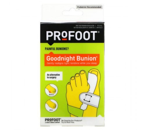 Profoot, Goodnight Bunion, засіб для регуляції шкірних покривів, 1 пара