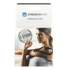 Strengthtape, кінезіологічний тейп, чорний, 20 попередньо нарізаних смужок