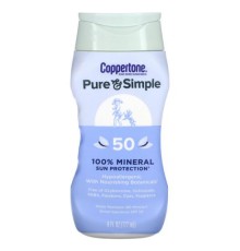 Coppertone, Pure & Simple, 100 %-вий мінеральний захист від сонця, SPF 50, 177 мл (6 рідк. унцій)