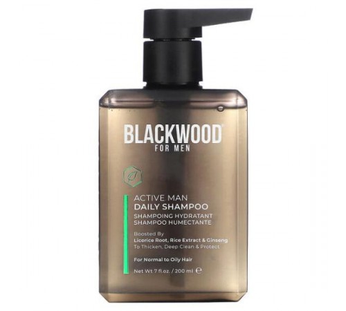 Blackwood For Men, Щоденний шампунь Active Man, корінь солодки, екстракт рису та женьшень, 7 рідких унцій (200 мл)