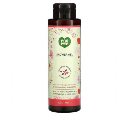 Eco Love, Shower Gel, Tomato, Beetroot & Red Pepper, 17.6 fl oz (500 ml)