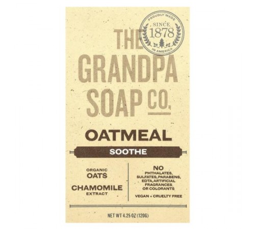 The Grandpa Soap Co., барне мило для обличчя й тіла, заспокійливе, вівсяне, 120 г (4,25 унції)