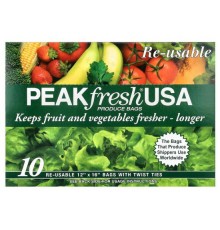 PEAKfresh USA, багаторазові пакети з затяжками для зберігання продуктів, 10 шт.