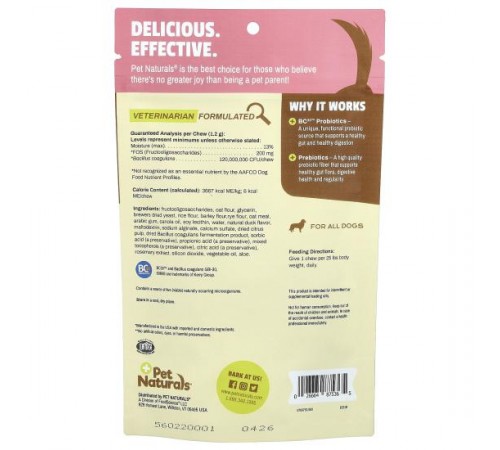 Pet Naturals, Daily Probiotic, For Dogs of All Sizes, 60 Chews, 2.55 oz (72 g) Pet Naturals, Daily Probiotic, For Dogs of All Sizes, 60 Chews, 2.55 oz (72 g)
