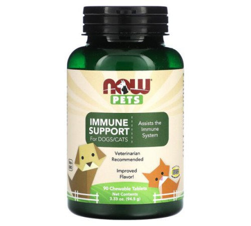 NOW Foods, Pets, підтримка імунітету, для собак і котів, 90 жувальних таблеток, 94,5 г (3,33 унції)