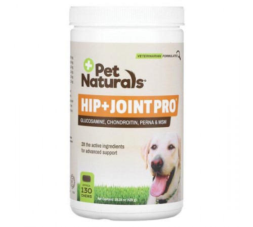 Pet Naturals, Hip + Joint Pro, для собак, 130 жуйок, 18,34 унції (520 г) Pet Naturals, Hip + Joint Pro, для собак, 130 жуйок, 18,34 унції (520 г)