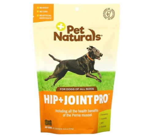 Pet Naturals, Hip & Joint Pro, для собак, усі розміри, 60 жувальних таблеток, 318 г (11,2 унції) Pet Naturals, Hip & Joint Pro, для собак, усі розміри, 60 жувальних таблеток, 318 г (11,2 унції)