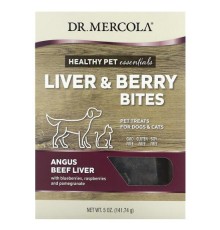 Dr. Mercola, Healthy Pet Essentials, страви з печінки та ягід, для собак і котів, яловича печінка ангусської мови, 141,74 г (5 унцій)