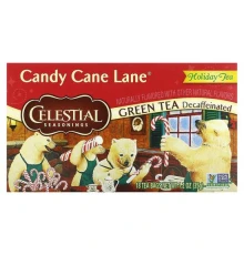 Celestial Seasonings, Candy Cane Lane, зелений чай, без кофеїну, 18 чайних пакетиків, 35 г (1,2 унції)