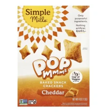 Simple Mills, Pop Mmms, запечені крекери-снеки, із чеддером, 113 г (4 унції)
