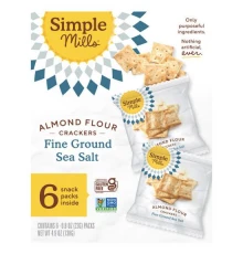 Simple Mills, Naturally Gluten-Free, Almond Flour Crackers, Fine Ground Sea Salt, 6 Packs, 0.8 oz (23 g) Each