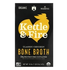 Kettle & Fire, класичний кістковий бульйон із куркою, 479 г (16,9 унції)