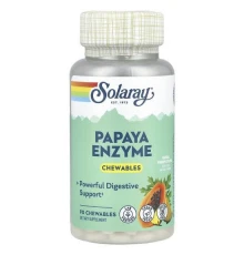 Solaray, Papaya Enzyme, натуральний ананас, 90 жувальних таблеток