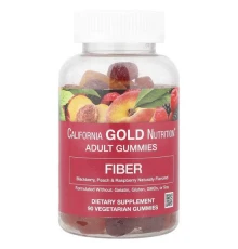 California Gold Nutrition, жувальна клітковина, з натуральним смаком ожини, персика та малини, 90 вегетаріанських жувальних мармеладок