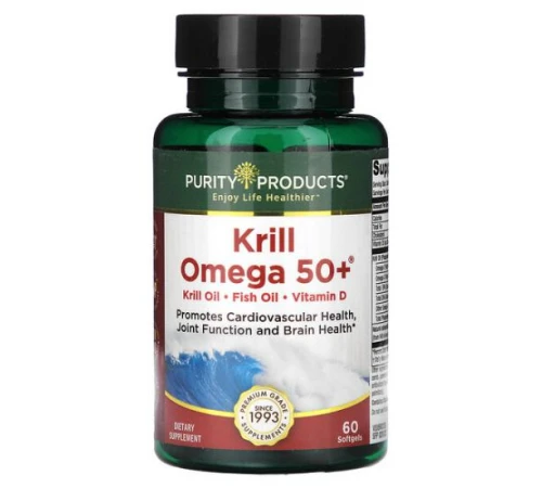 Purity Products, Криль, омега 50+, 60 капсул Purity Products, Криль, омега 50+, 60 капсул