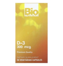 Bio Nutrition, D3, 300 мкг, 50 вегетаріанських капсул