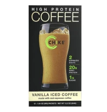 Chike Nutrition, холодна кава з високим вмістом білка, ваніль, 12 пакетиків по 30 г (1,04 унції)
